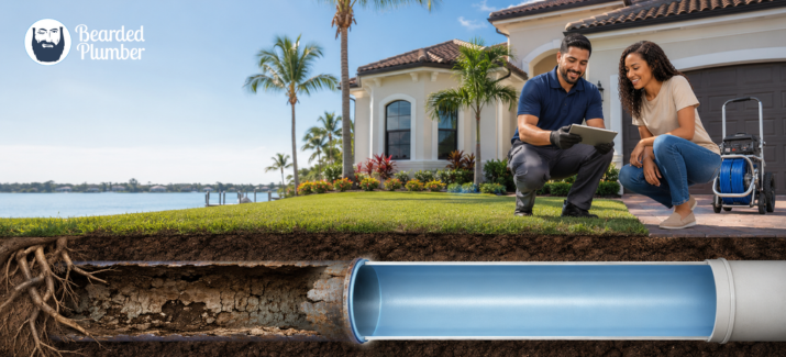 An internal look at an epoxy lined pipe in a Florida yard