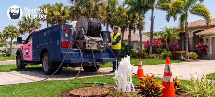 A plumber getting ready for no-dig pipe repairs in Tampa Bay
